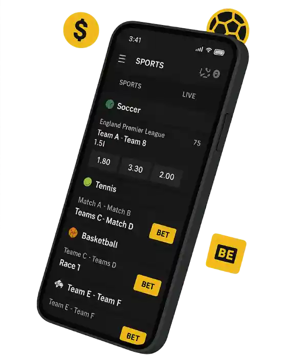 Kinbet mobile app interface on smartphone for Android and iOS